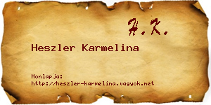 Heszler Karmelina névjegykártya